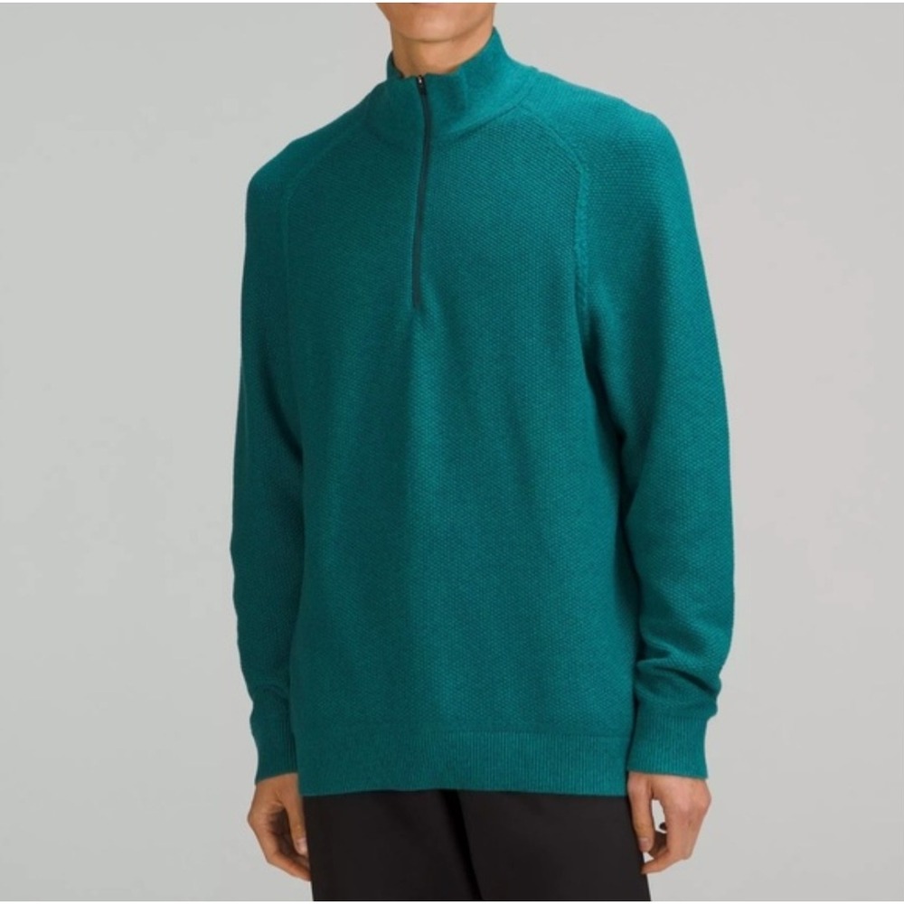 Lululemon Engineered Warmth Half Zip Sweater Teal Green XXL LM3DOGS